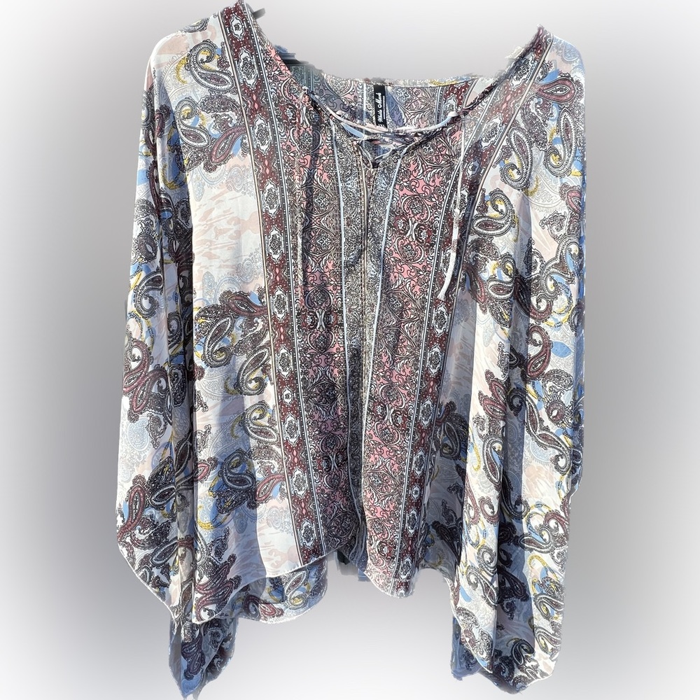 Sheer ruana blouse